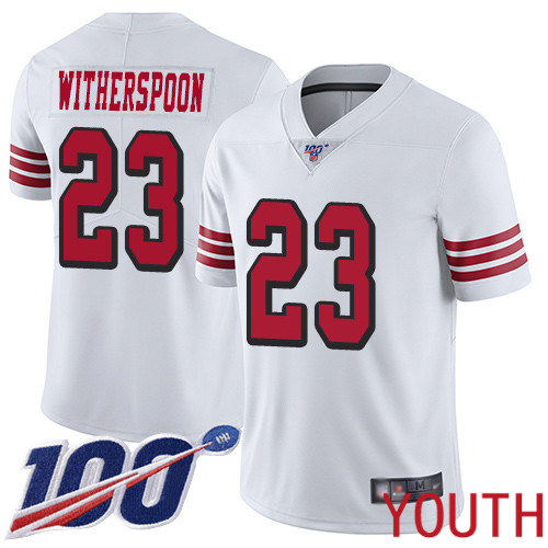 San Francisco 49ers Limited White Youth Ahkello Witherspoon NFL Jersey 23 100th Season Vapor Untouchable
